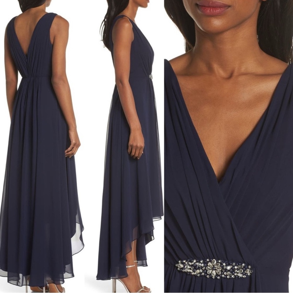 Eliza J Crystal Sleeveless dress Navy Blue V-Neck New Size 6 - Picture 5 of 14
